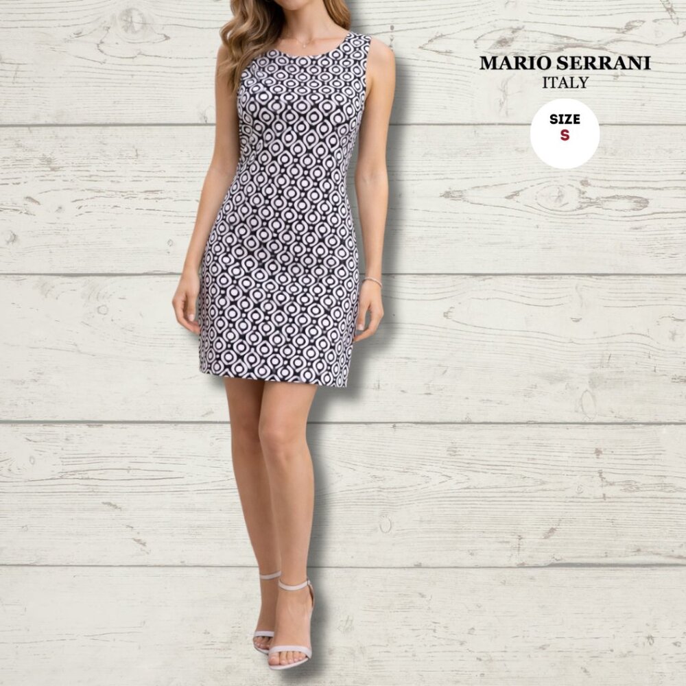 Mario Serrani Italy Dress | Black & White Pattern | Size Small | Sleeveless